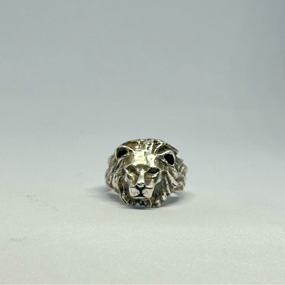Men .925 Sterling Silver. Taxco Mexico LION HEAD RING SIZE 10-12